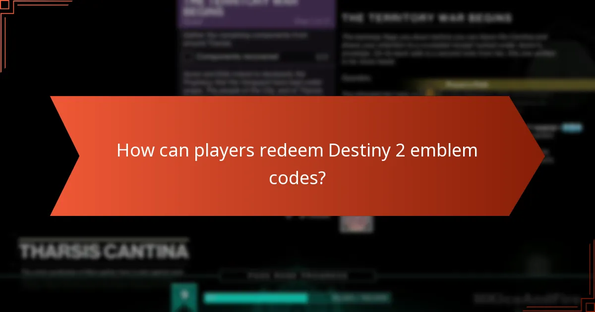 How can players redeem Destiny 2 emblem codes?
