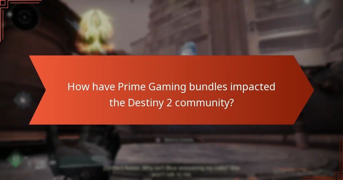 How have Prime Gaming bundles impacted the Destiny 2 community?