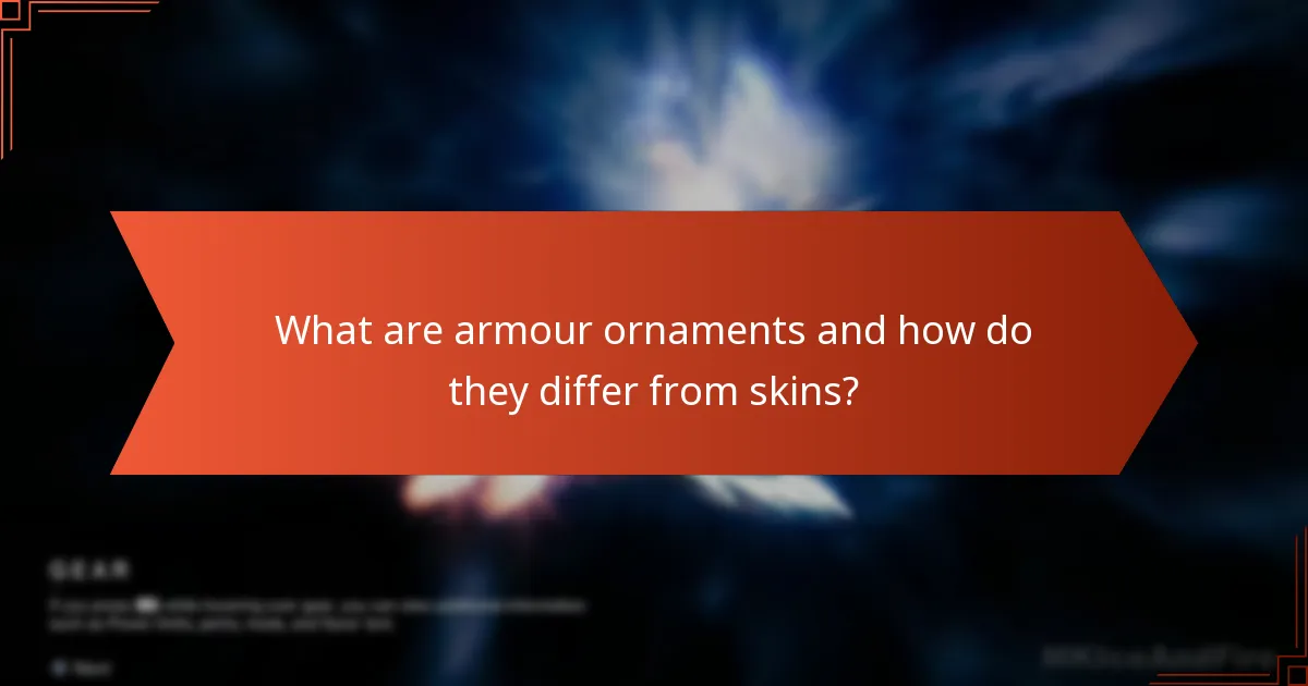 What are armour ornaments and how do they differ from skins?