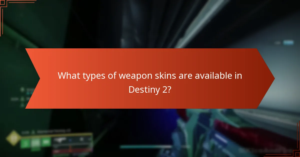 What types of weapon skins are available in Destiny 2?